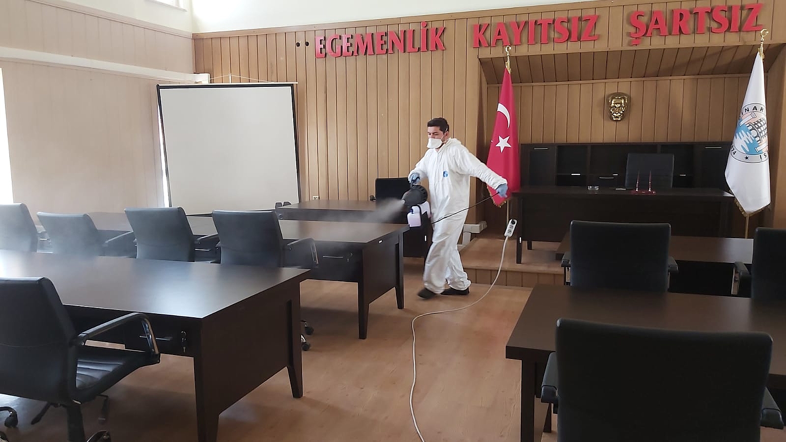 Koronavirüs önleme amaçlı başlatılan ilaçlama çalışmaları yapıldı