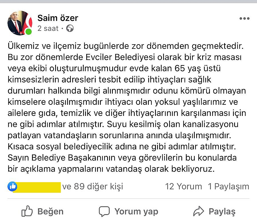 CHP li Eski Başkan Özer'den, Ak Partili Yeni Başkan Savaş'a Sorular