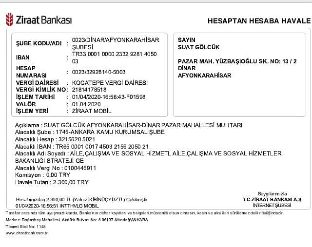 Muhtar Suat Gölcük, 1 Maaşı İle Kampanyaya Destek Oldu