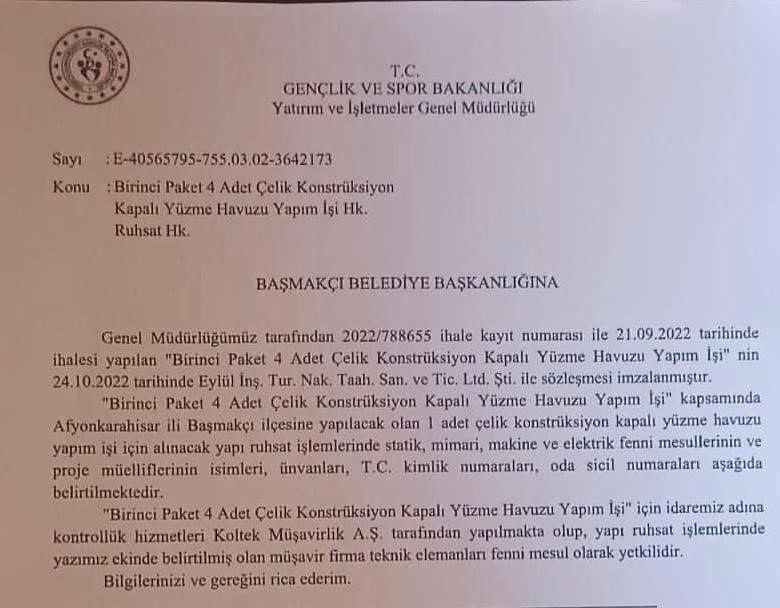 Başmakçı’ya Kapalı Yüzme Havuzu Yapılacak