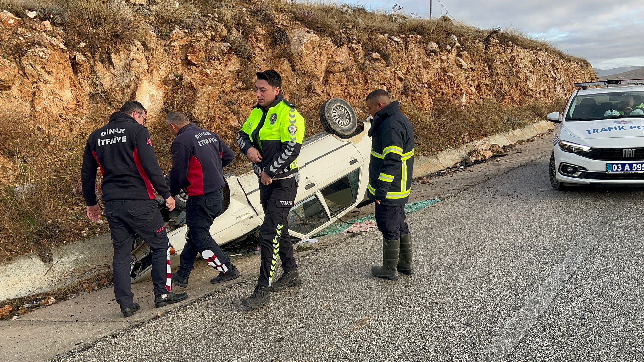  Dinar'da Otomobil Takla Attı