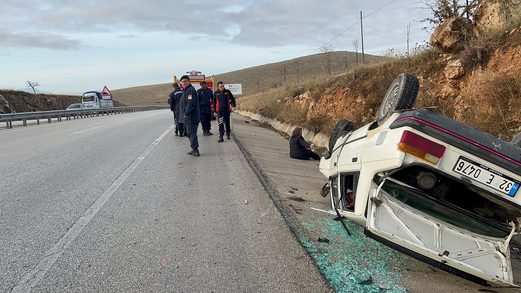  Dinar'da Otomobil Takla Attı