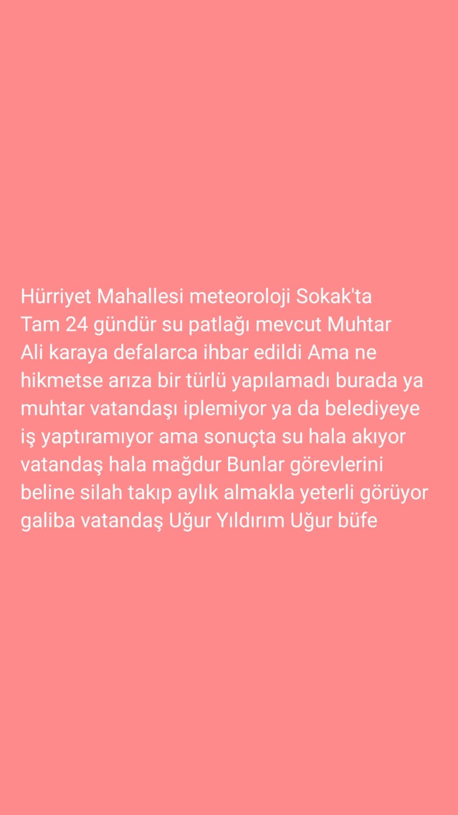 Uğur Yıldırım Muhtarı ve Belediye’yi Göreve Çağırdı