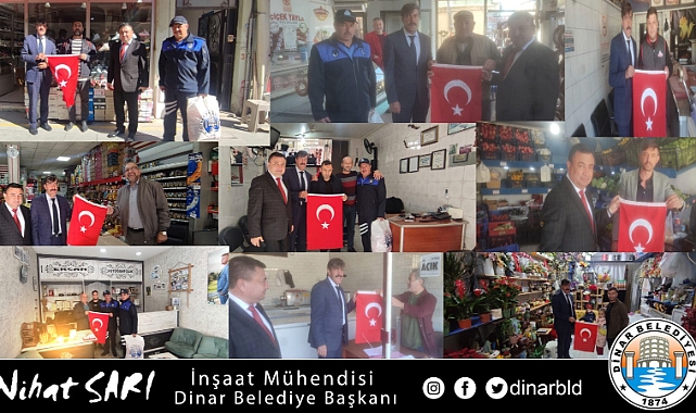 Dinar'da 29 Ekim’de esnaflarımıza Şanlı Türk bayrağımızı takdim ettik