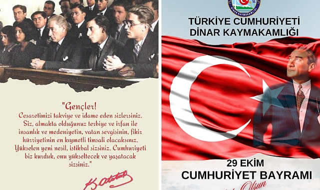 DİNAR KAYMAKAMI KEMAL DURU’NUN 29 EKİM CUMHURİYET BAYRAMI MESAJI