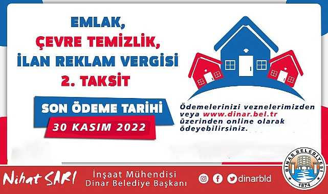 Emlak ve Çevre Temizlik Vergisi 2.taksit ödemelerinde son gün