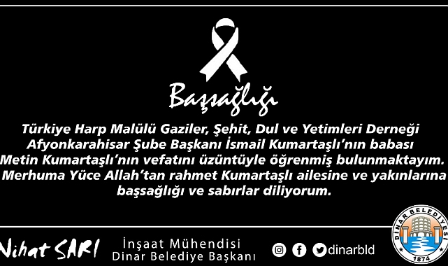 Belediye Başkanımız Nihat Sarı’dan Başsağlığı Mesajı 