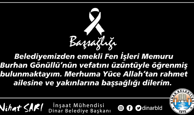 Belediye Başkanımız Nihat Sarı’dan Başsağlığı Mesajı 