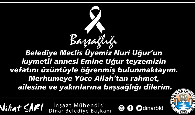 Belediye Başkanımız Nihat Sarı’dan Başsağlığı Mesajı
