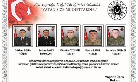 MSB Duyurdu: Şehit Olan Askerlerimizin İsimleri Belli Oldu