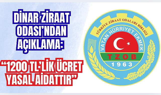 Ziraat Odası’ndan Açıklama: “1200 TL’lik Ücret Yasal Aidattır”